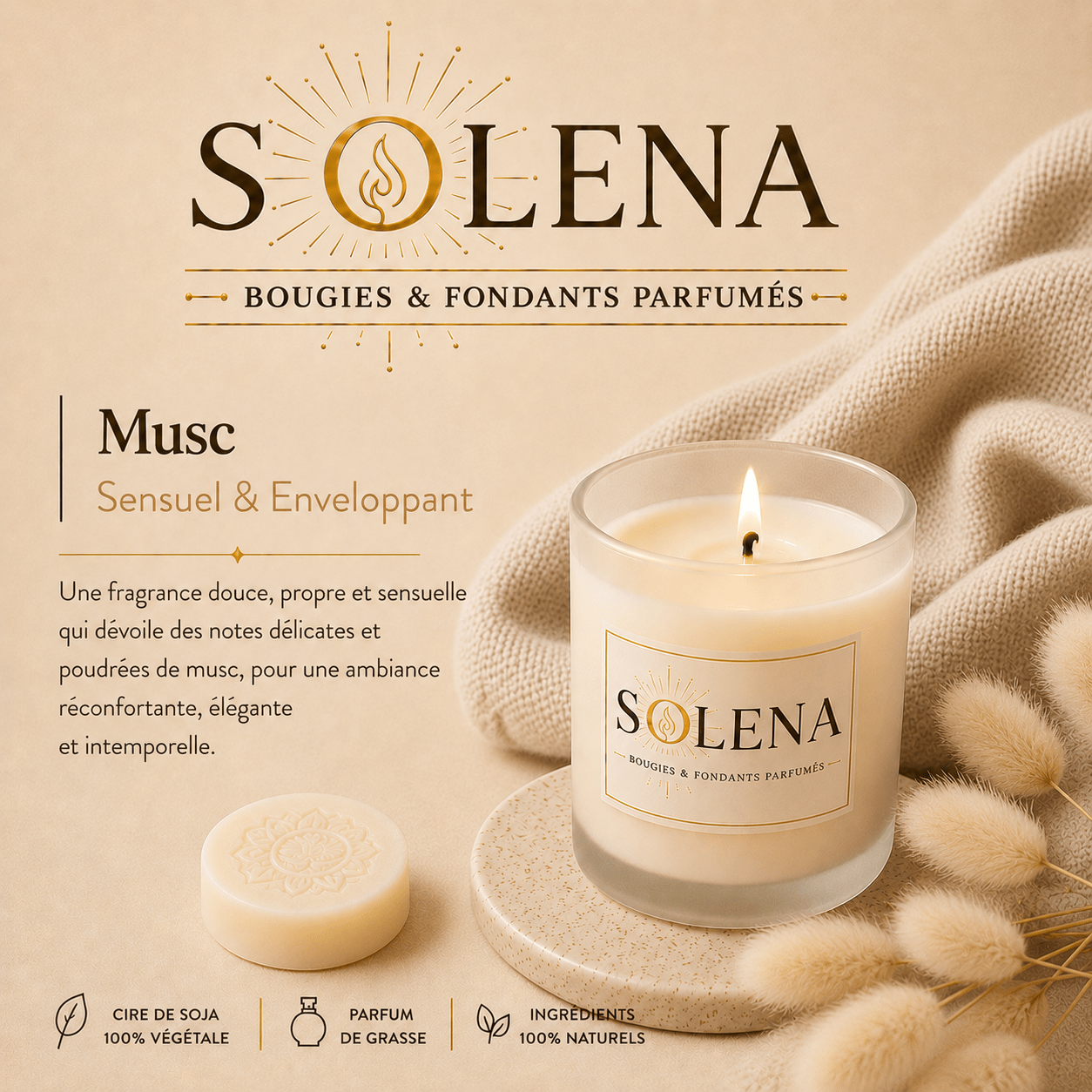Bougie Musc Solena Paris — cire de soja et parfum de Grasse